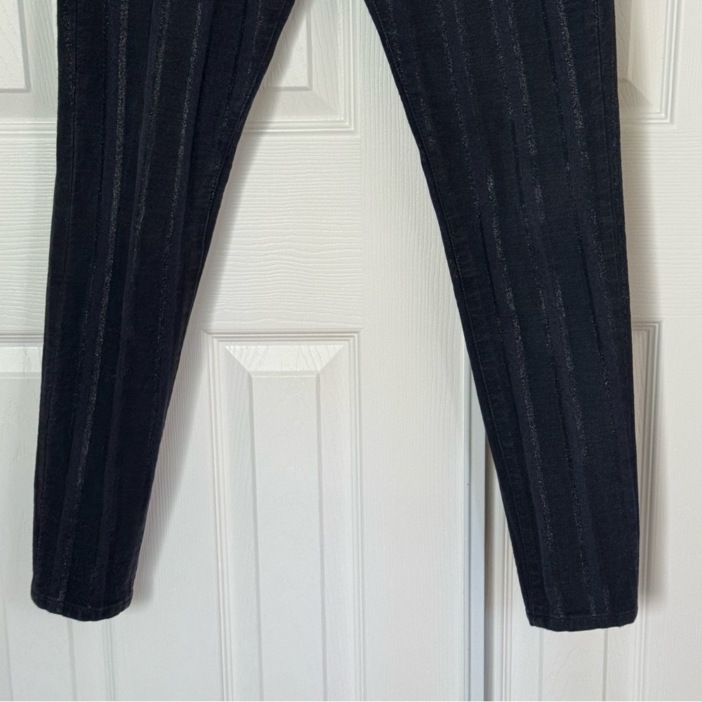 AG Adriano Goldschmied Farrah Skinny Ankle Jeans Black Metallic Stripe Size 29R - Picture 4 of 14